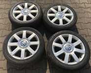 Alu kolo originál VW 7x17" ET54 5x112x57 a Vraník PS2-protektor 225/45 R17 91V 80% a Dunlop SP Sport 01A 225/45 R17 91W 30%