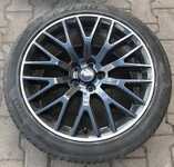 Alu kolo originál FORD MUSTANG 5x114.3x70.3 Přední 9x19“ ET45 a Pirelli PZero 255/40 R19 96Y 30%, Zadní 9.5x19“ ET52.5 a Goodyear Eagle F1 Asymmetric 2 275/40 R19 101Y 90% + čidla tlaku TPMS