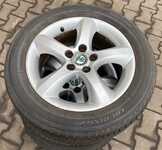 Alu kolo originál ŠKODA 6x15" ET43, 5x100x57 a Saetta Touring 2 195/55 R15 85V 60%